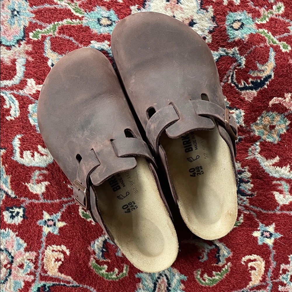 EUC Birkenstock Boston Habana Brown Oiled Leather Slip-On Clogs EU40 Women 9/9.5 - Picture 4 of 6